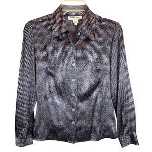 Nora Noh Petites Vintage Purple Silk Button Front Shirt  Size P  Quiet Luxury